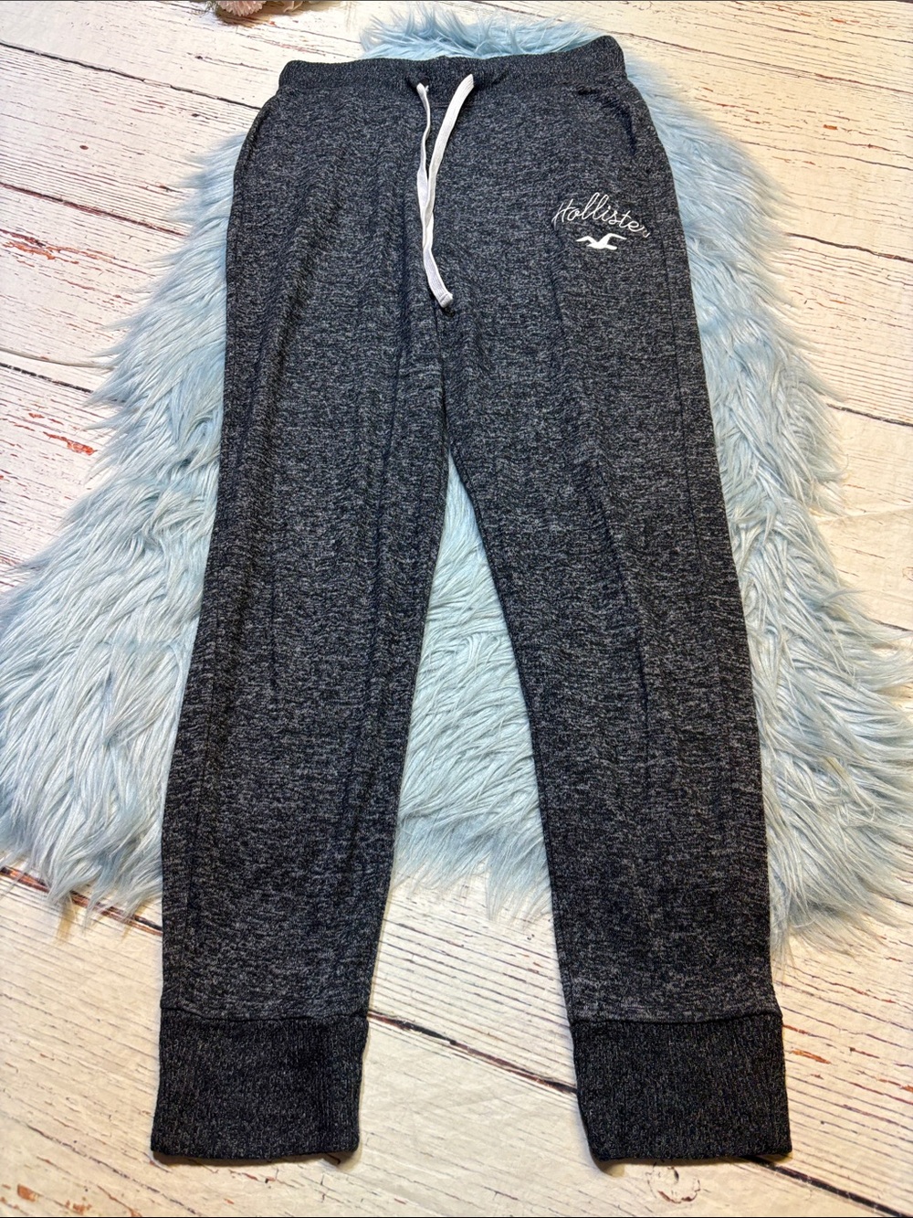 Hollister Dark Charcoal Spacedye Gray Jogger Sweatpants sz S